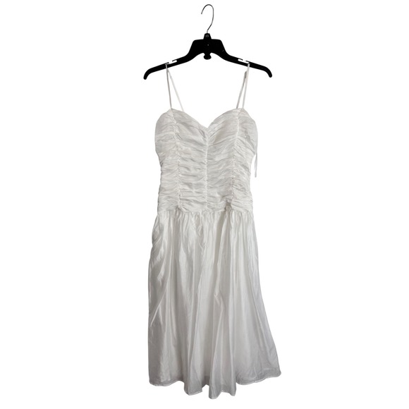 AQUA White Midi Dress‎ Ruched Bodice Sleeveless Party Cocktail Size M - Picture 4 of 9
